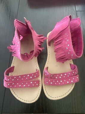 Rampage Hot Pink Fringe Studded Girls Sandals